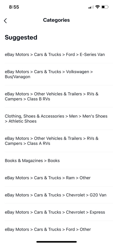 eBay Select category screenshot