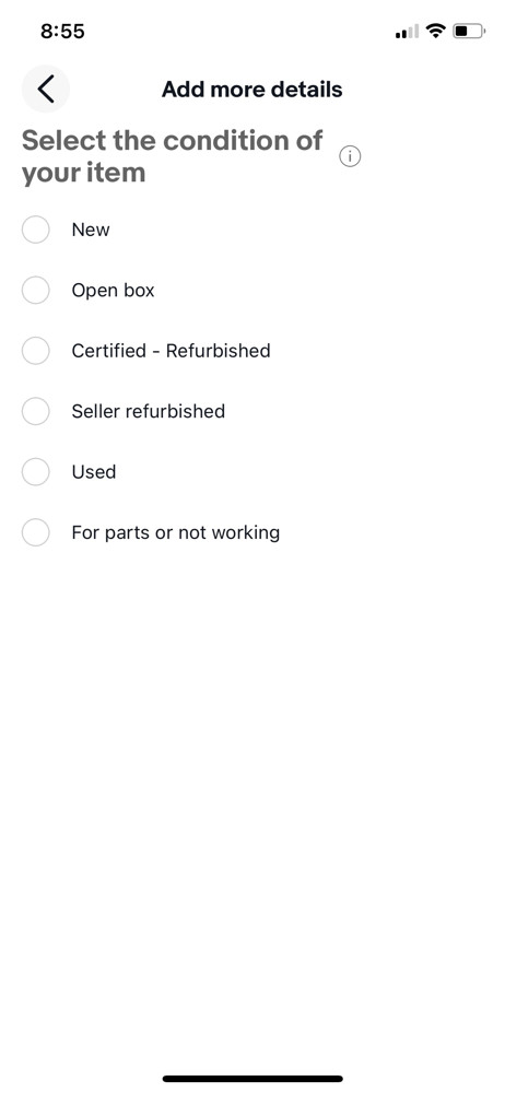 eBay Select condition screenshot