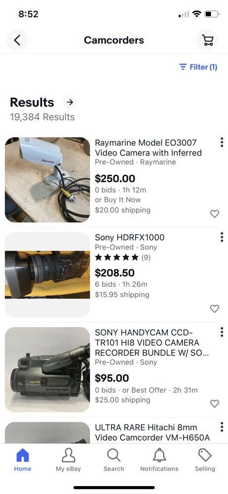 eBay Filtered results screenshot