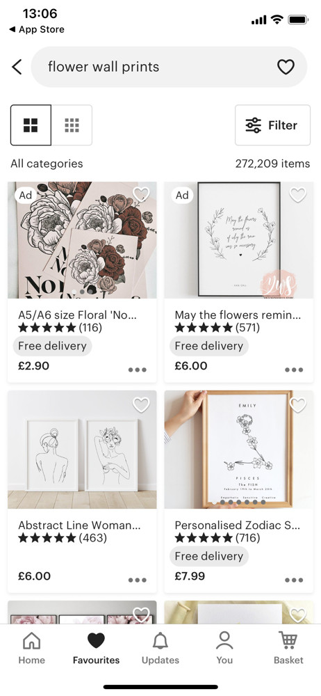Etsy Search results screenshot