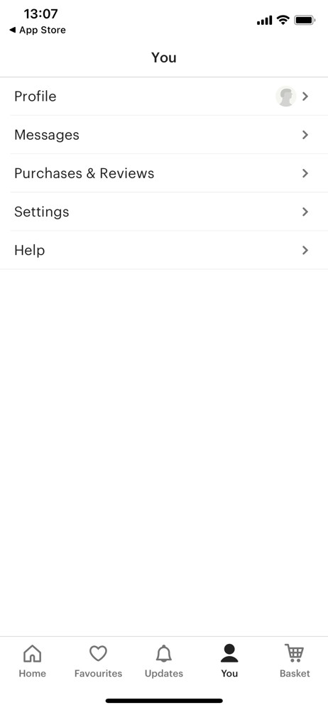 Etsy Account settings screenshot