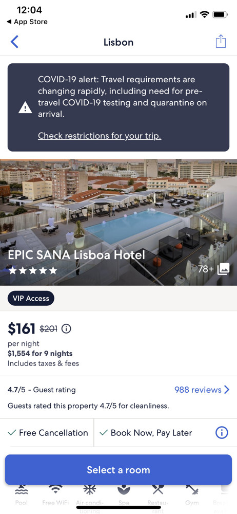 Expedia Hotel details screenshot