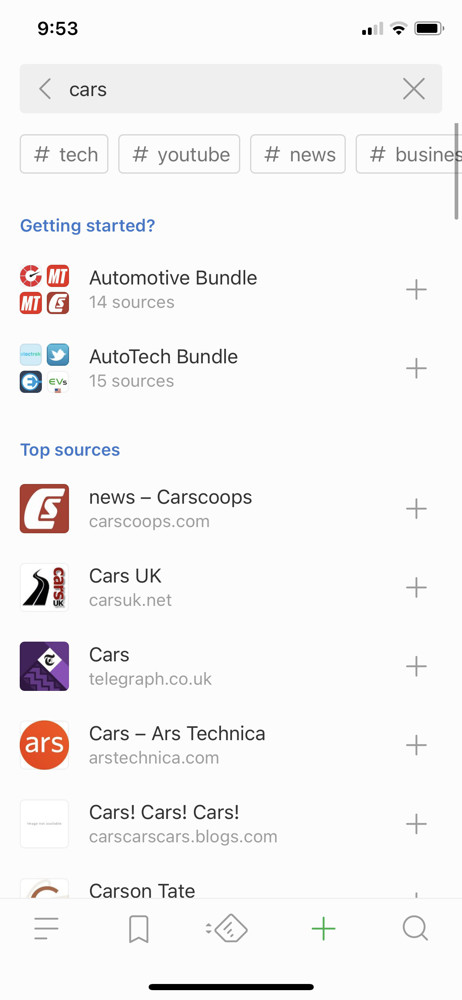 Feedly Search results screenshot
