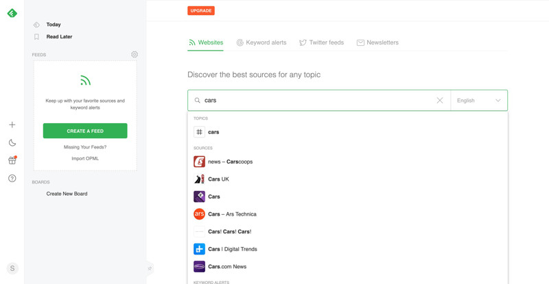Feedly Search screenshot