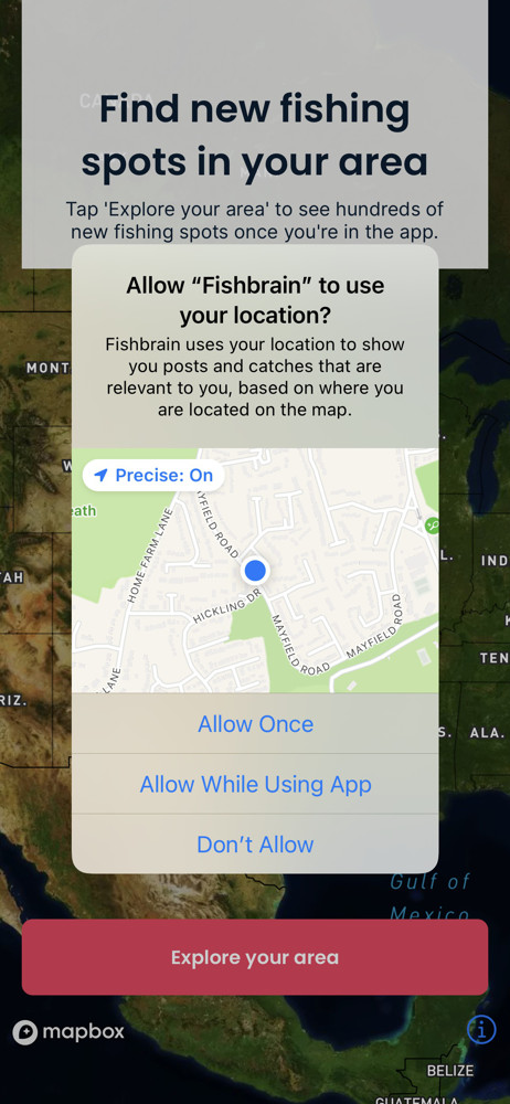 Fishbrain Enable location services screenshot