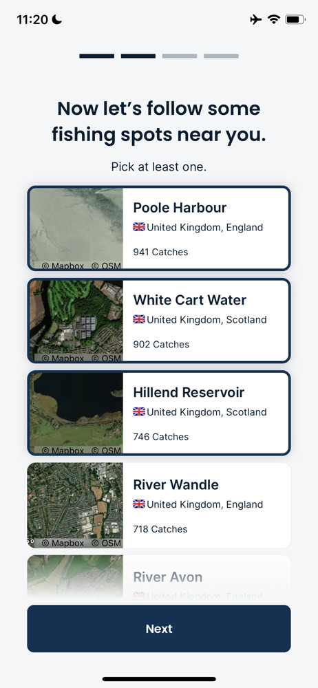 Fishbrain Select locations screenshot