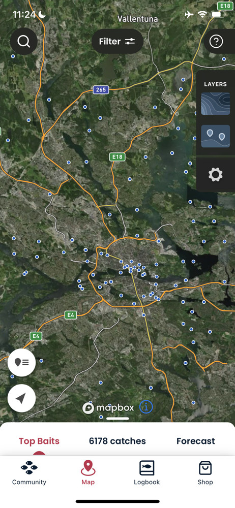 Fishbrain Search map screenshot
