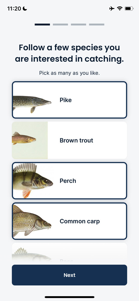 Fishbrain Select interests screenshot