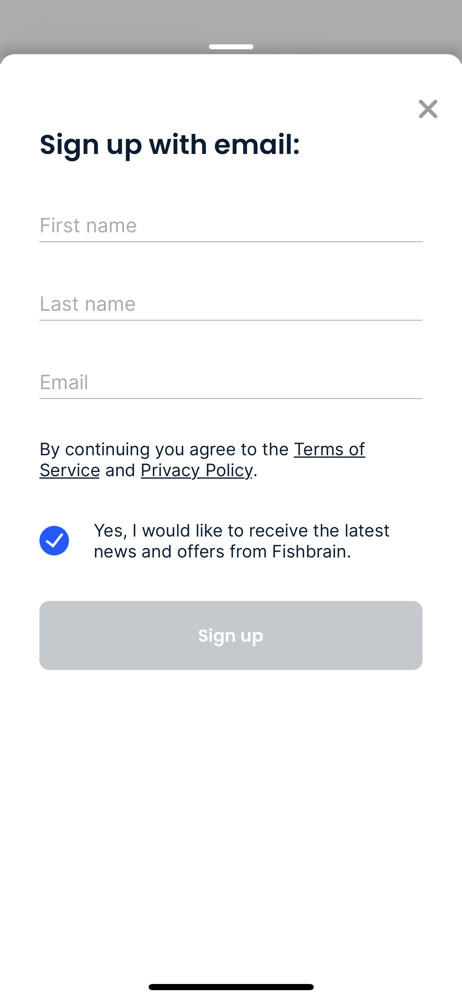 Fishbrain Sign up screenshot