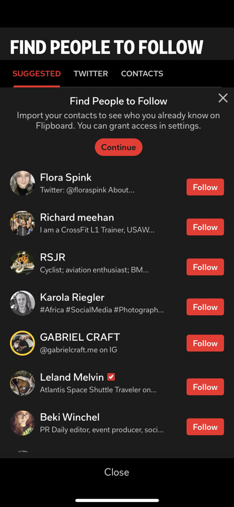 Flipboard Follow people screenshot