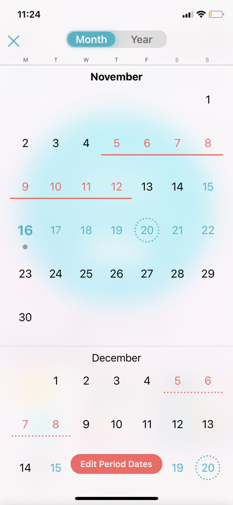 Flo Calendar month screenshot