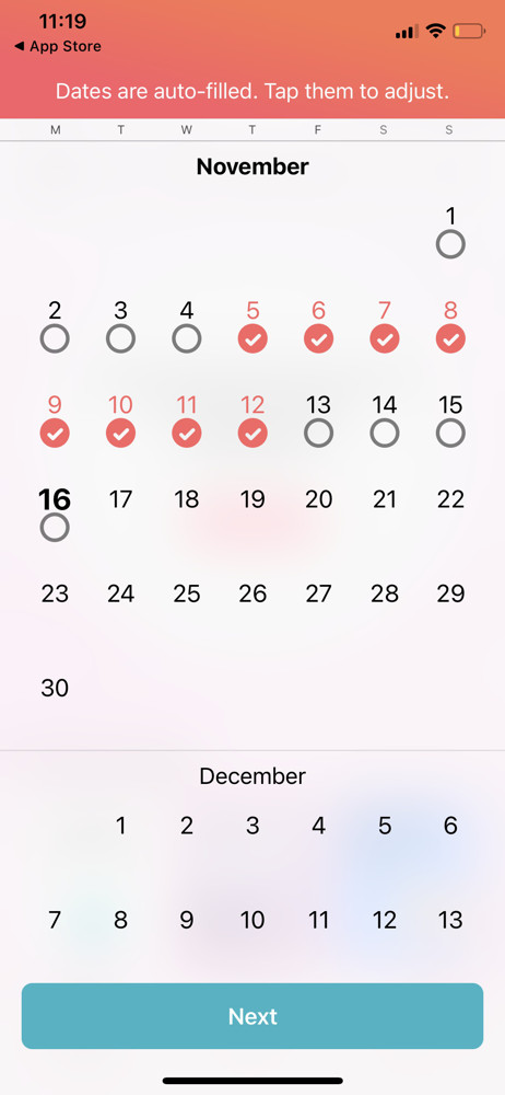 Flo Select date screenshot