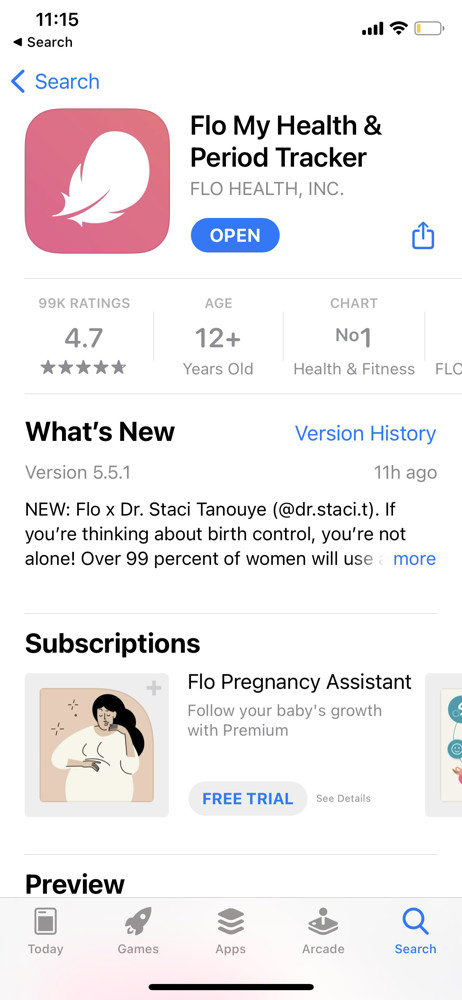 Flo App store listing screenshot