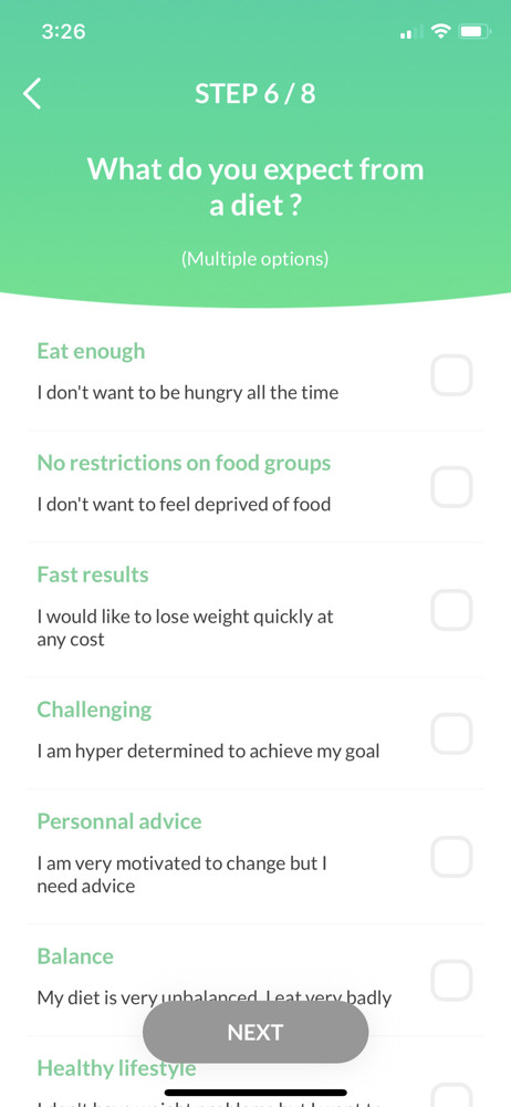 Foodvisor Survey screenshot