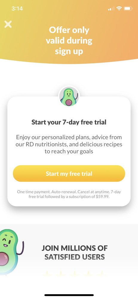Foodvisor Start trial screenshot