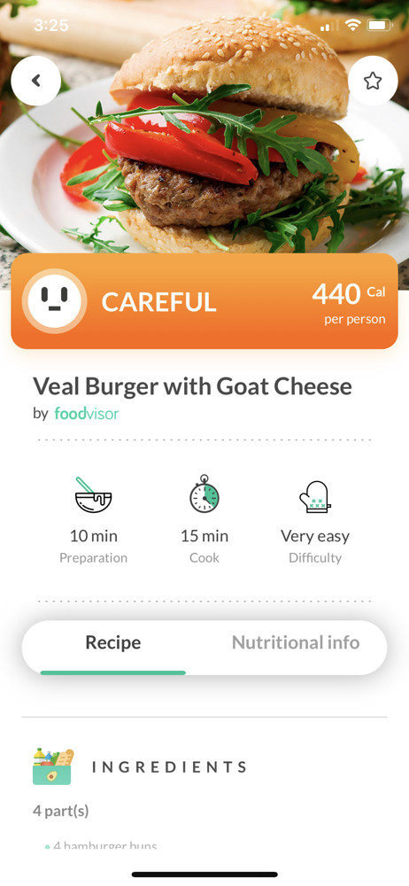 Foodvisor Recipe details screenshot