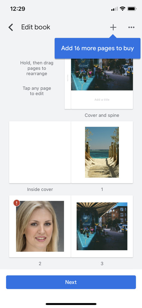 Google Photos Edit book screenshot