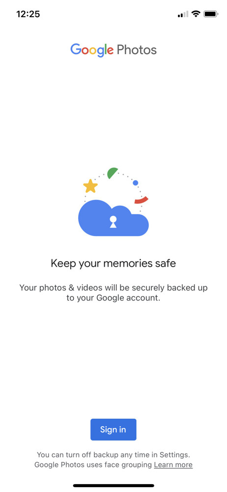 Google Photos Sign in screenshot
