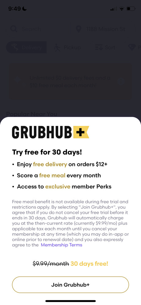 Grubhub Upgrade screenshot