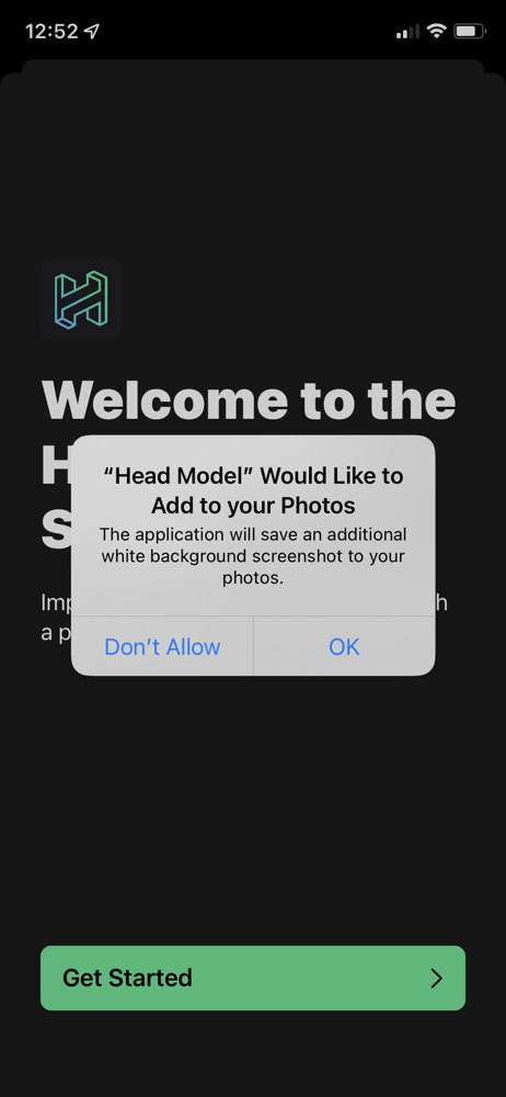 Head Model Studio Enable photo access screenshot