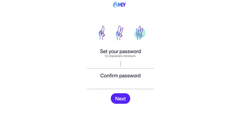 Hey Set password screenshot