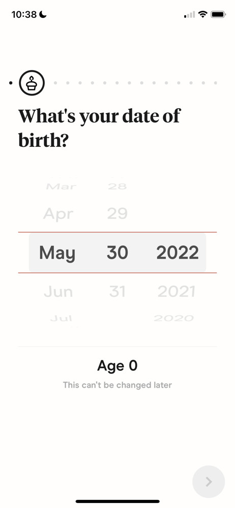 Hinge Date of birth screenshot