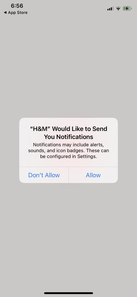 H&M Enable notifications screenshot