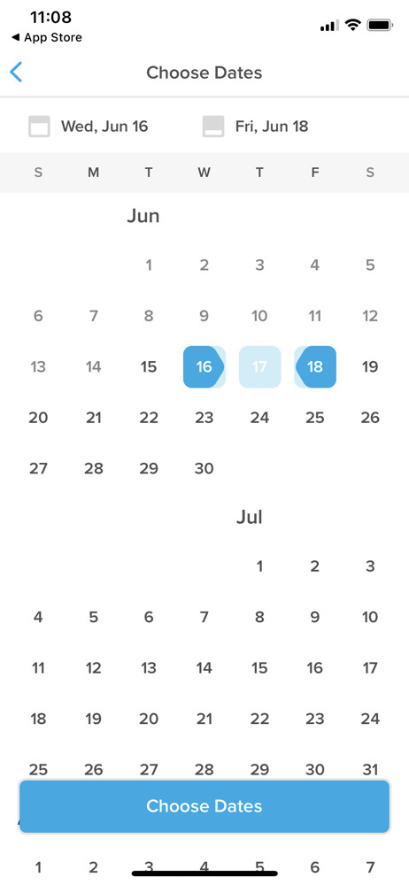 Hopper Set dates screenshot