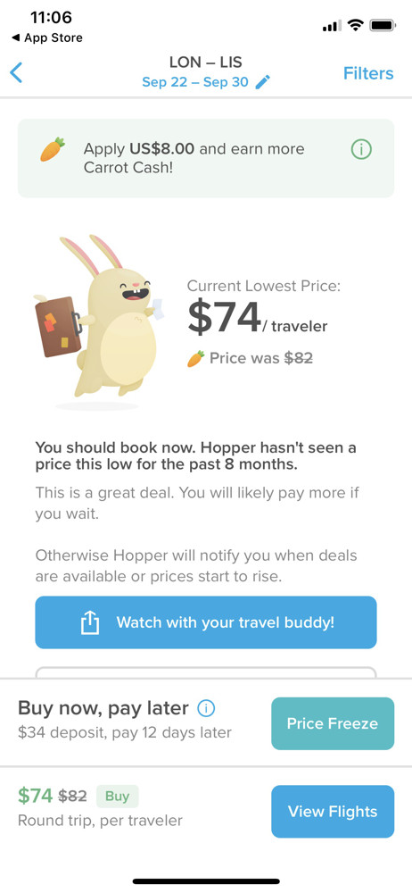 Hopper Price details screenshot
