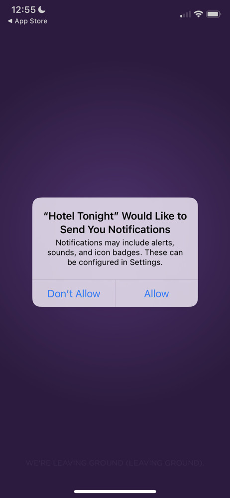 HotelTonight Enable notifications screenshot