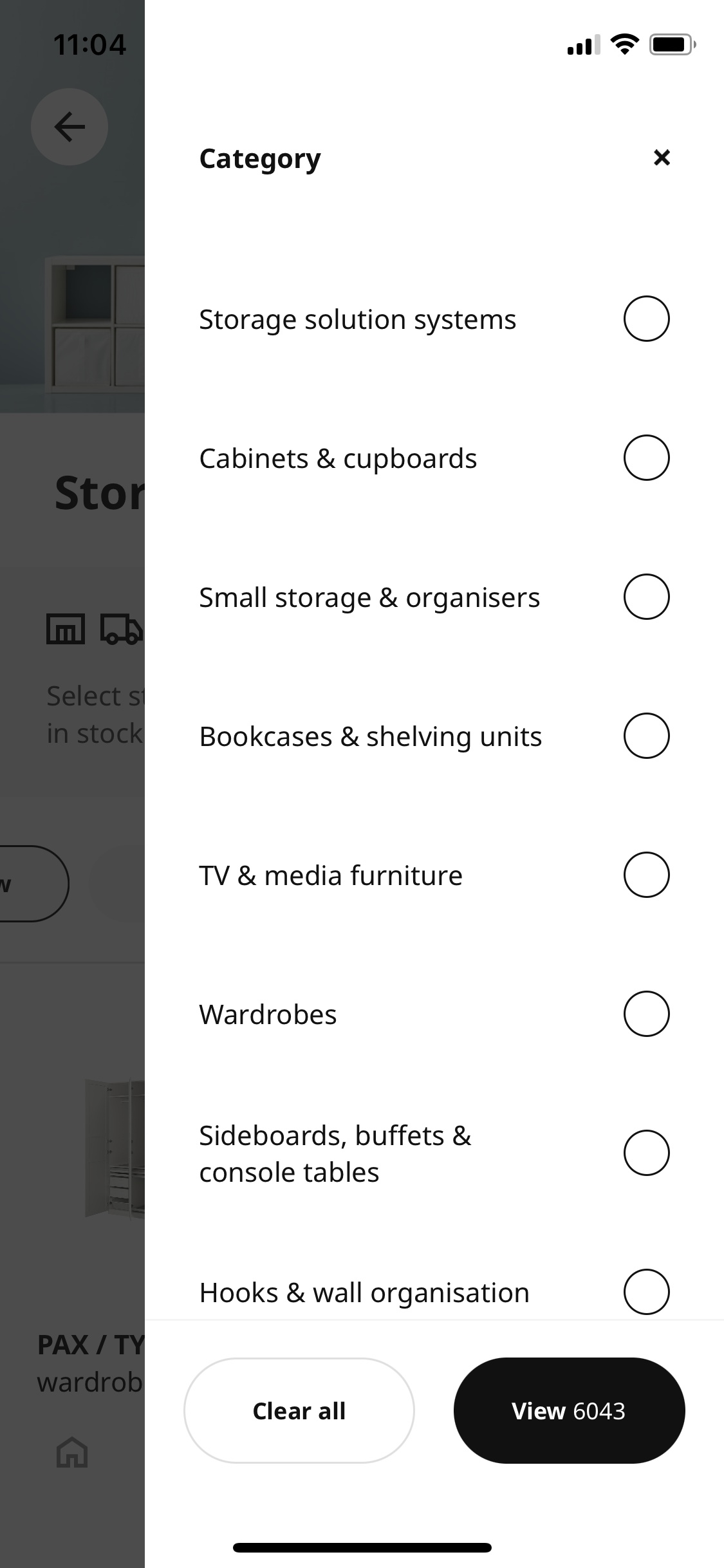 Screenshot of IKEA - Filter