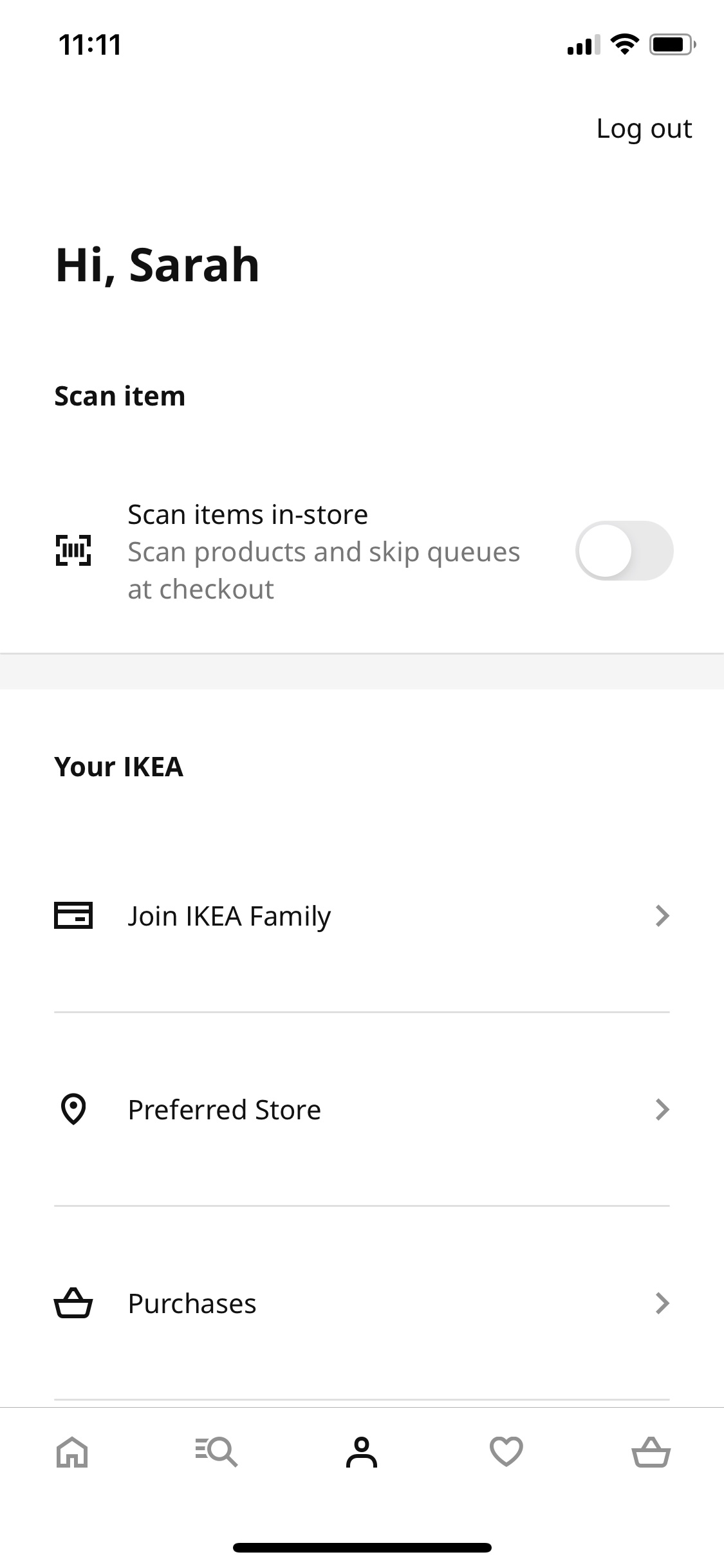 Screenshot of IKEA - Account