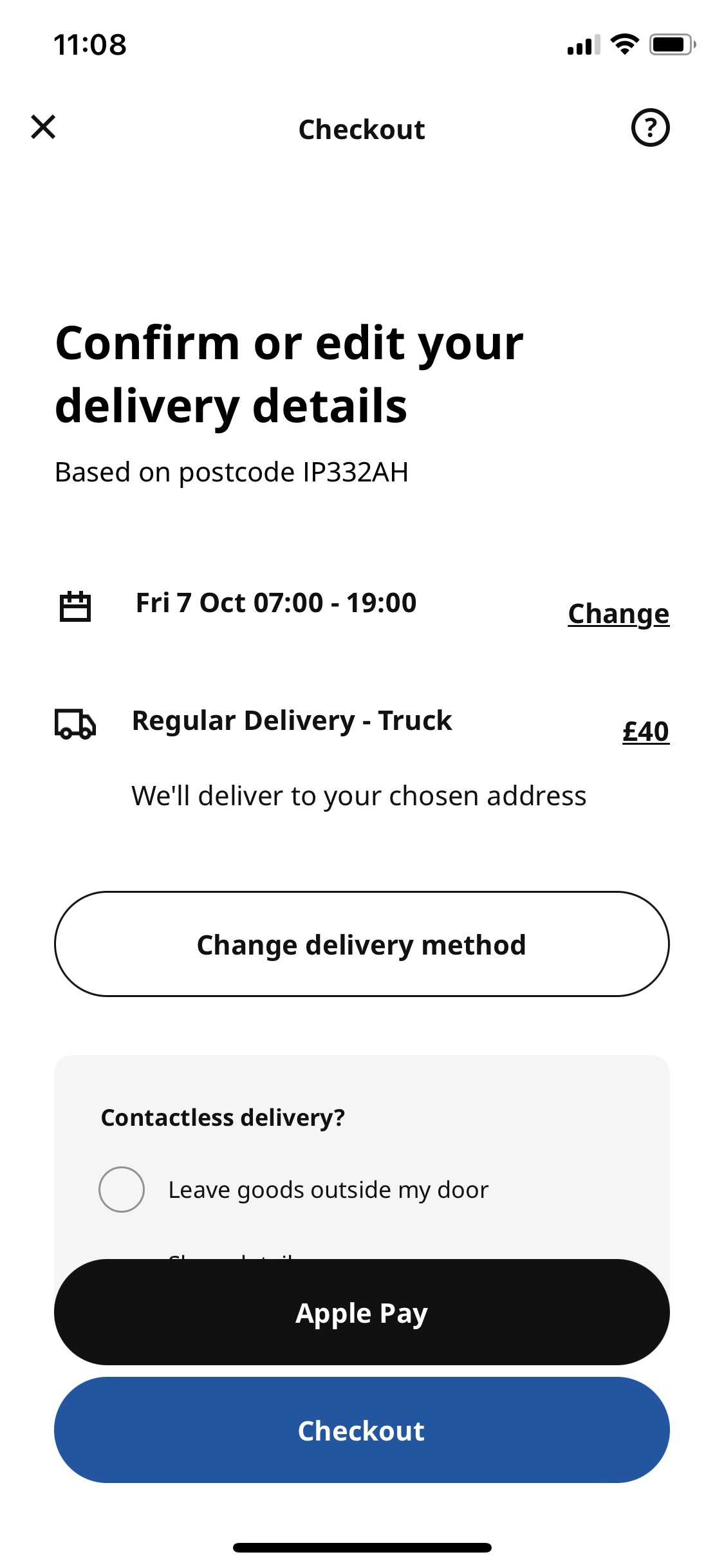 Screenshot of IKEA - Delivery options