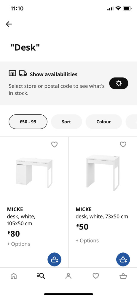 IKEA Filtered results screenshot