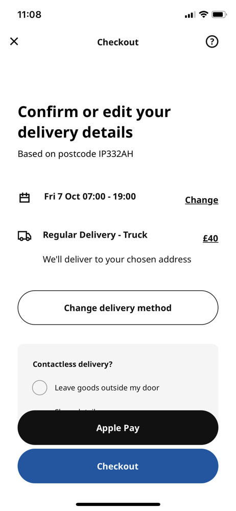 IKEA Delivery options screenshot