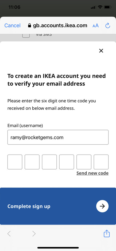 IKEA Verify email screenshot
