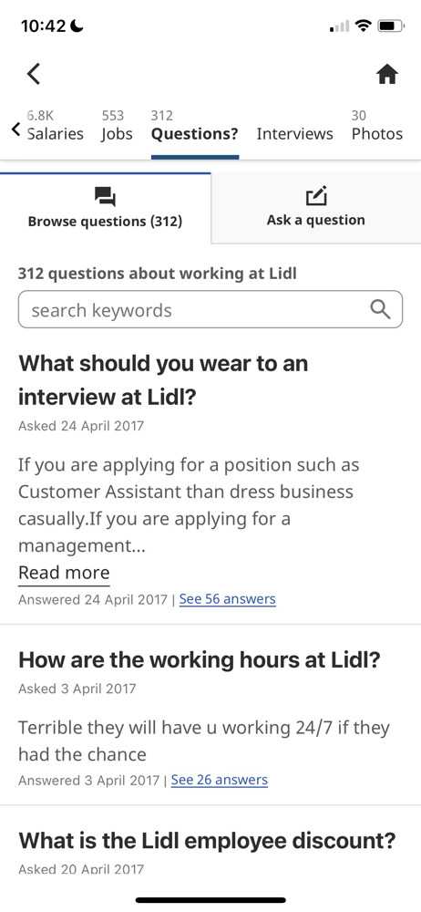 Indeed Questions screenshot