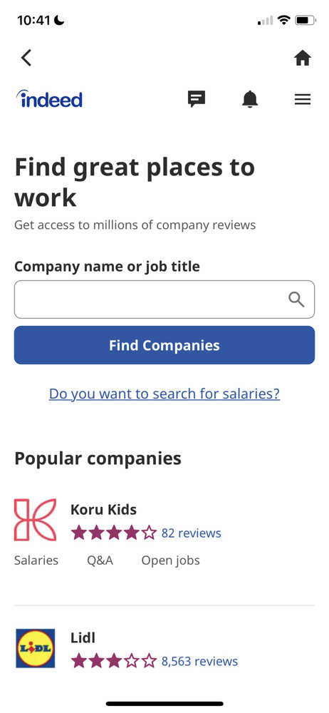 Indeed Companies screenshot