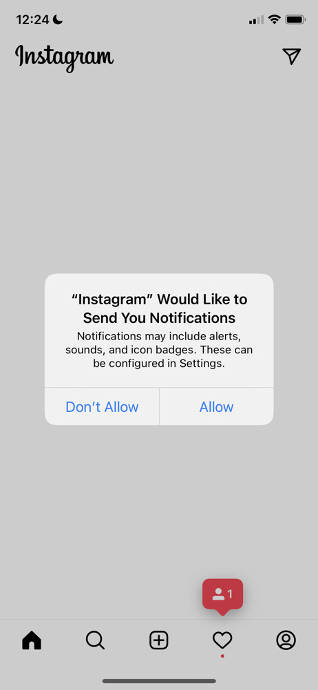 Instagram Enable notifications screenshot