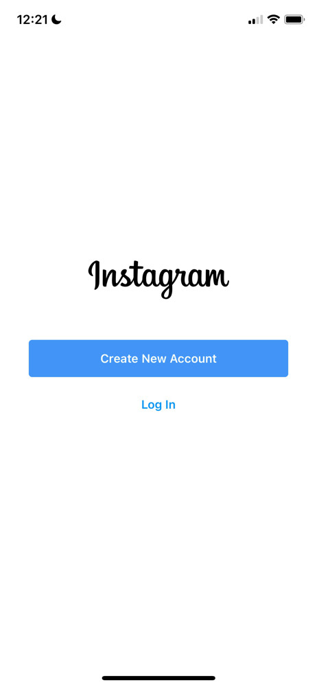 Instagram Start screen screenshot