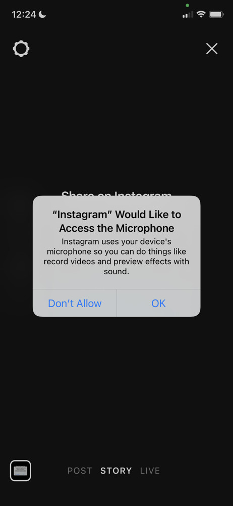 Instagram Enable microphone screenshot