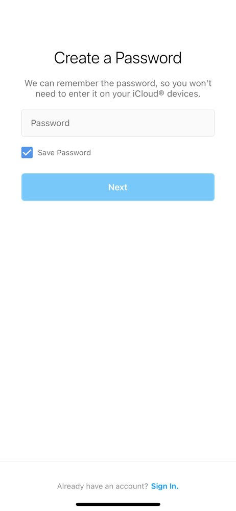Instagram Set password screenshot