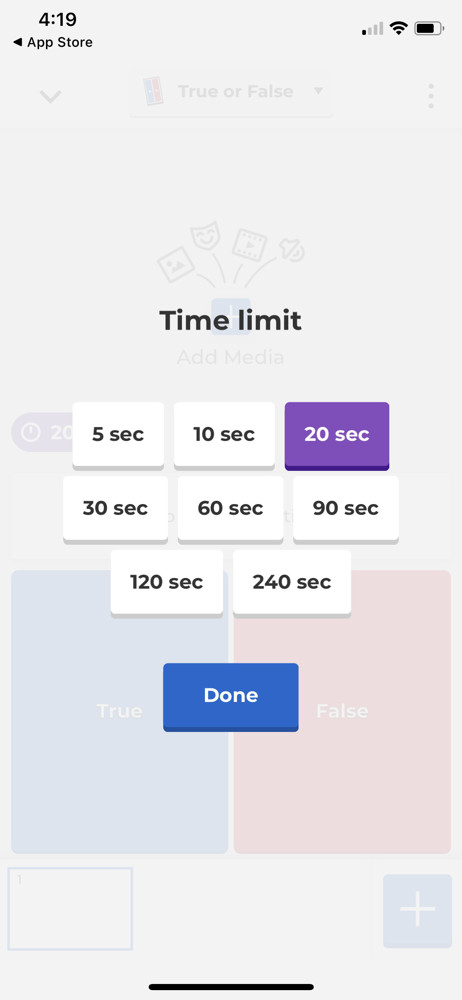 Kahoot Set time limit screenshot