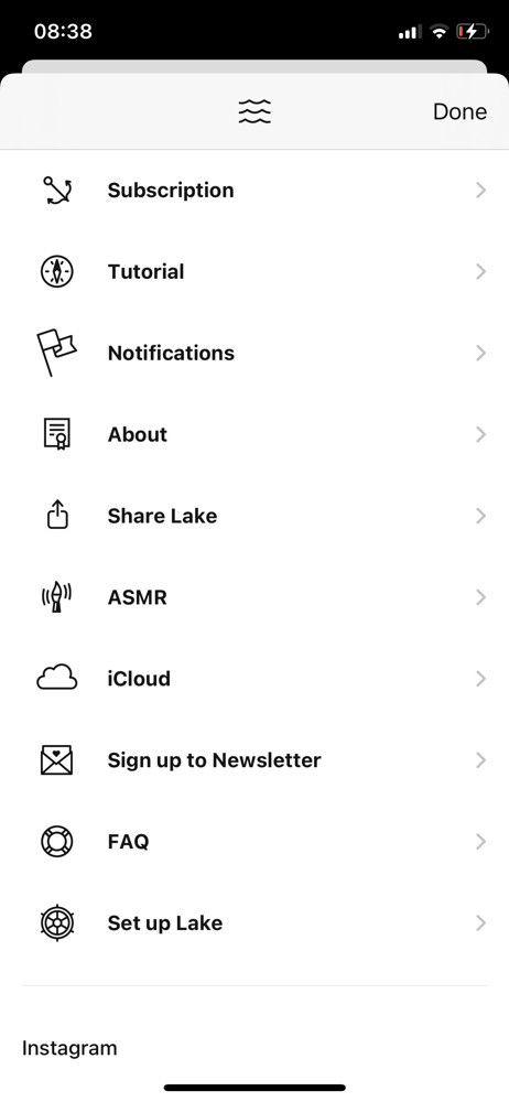 Lake Account settings screenshot