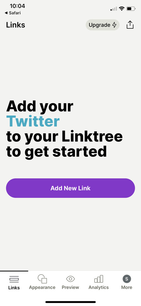 Screenshot from the Linktree iOS app
