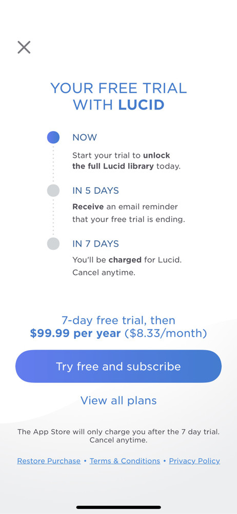 Lucid Start trial screenshot
