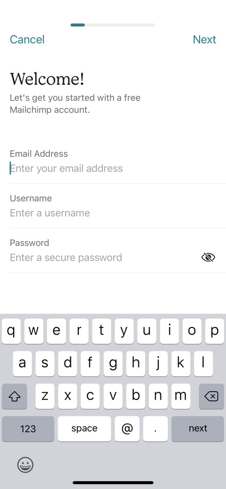 Mailchimp Sign up screenshot