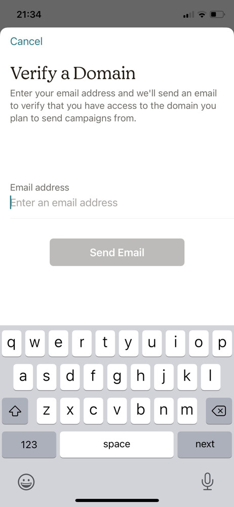 Mailchimp Verify email screenshot