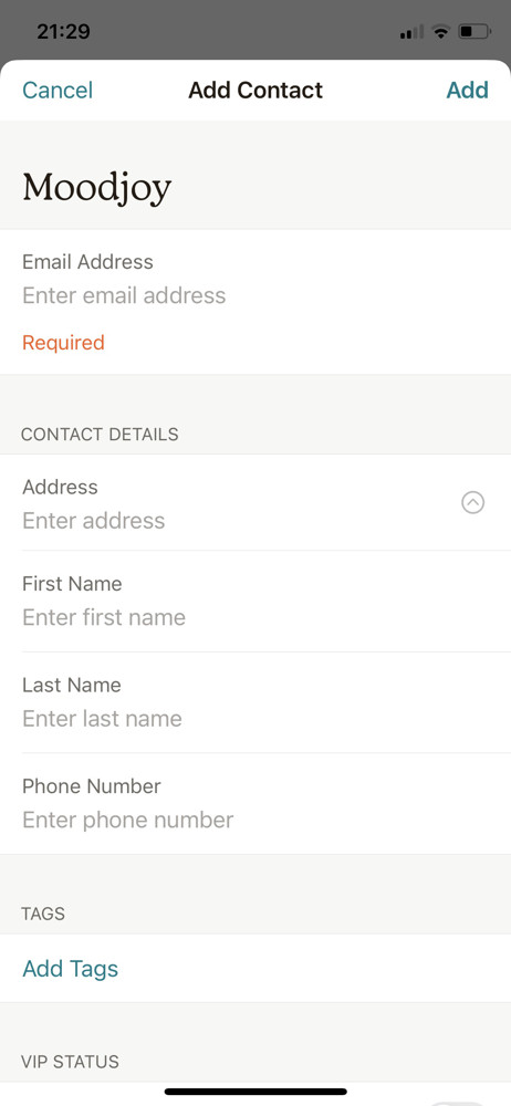 Mailchimp Add contact screenshot