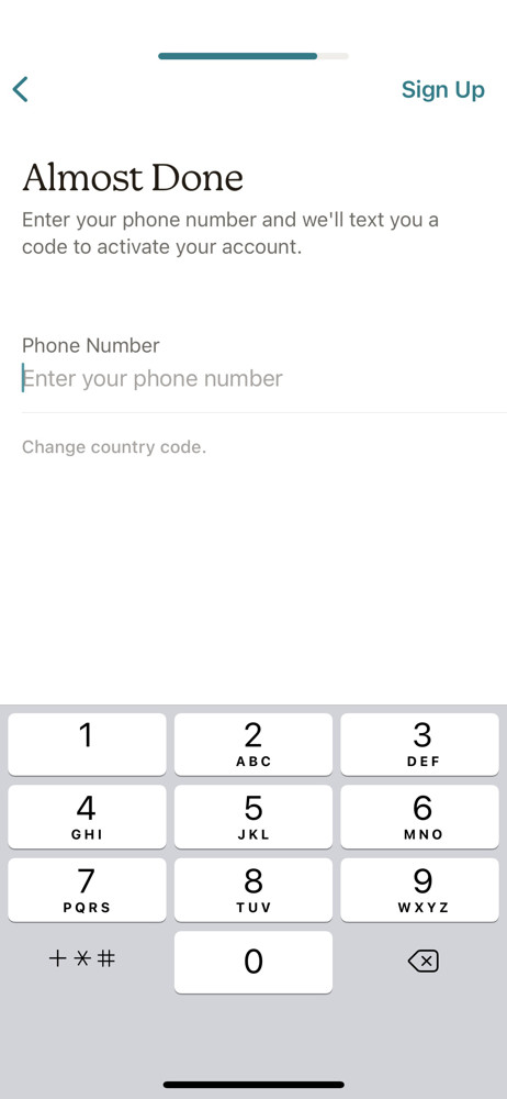 Mailchimp Enter phone number screenshot